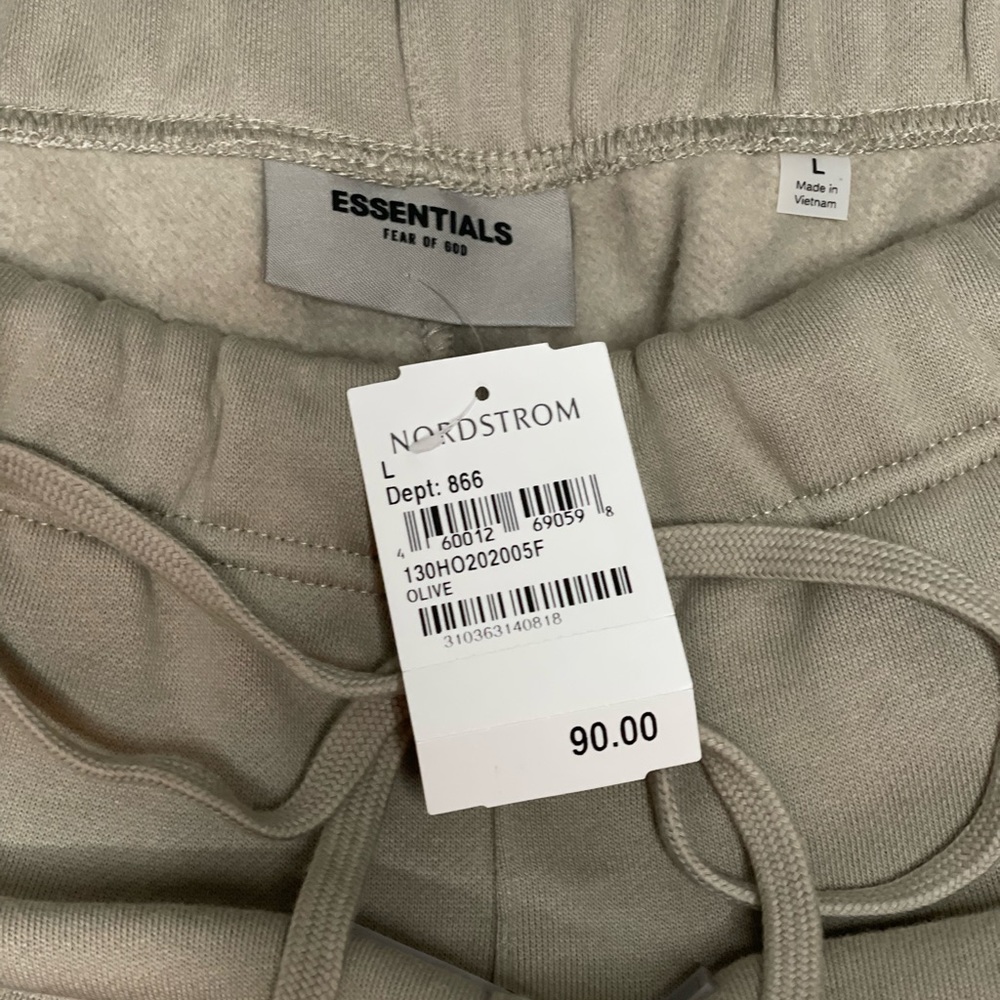 ESSENTIALS Olive Fleece Lounge Pants, Sz Large